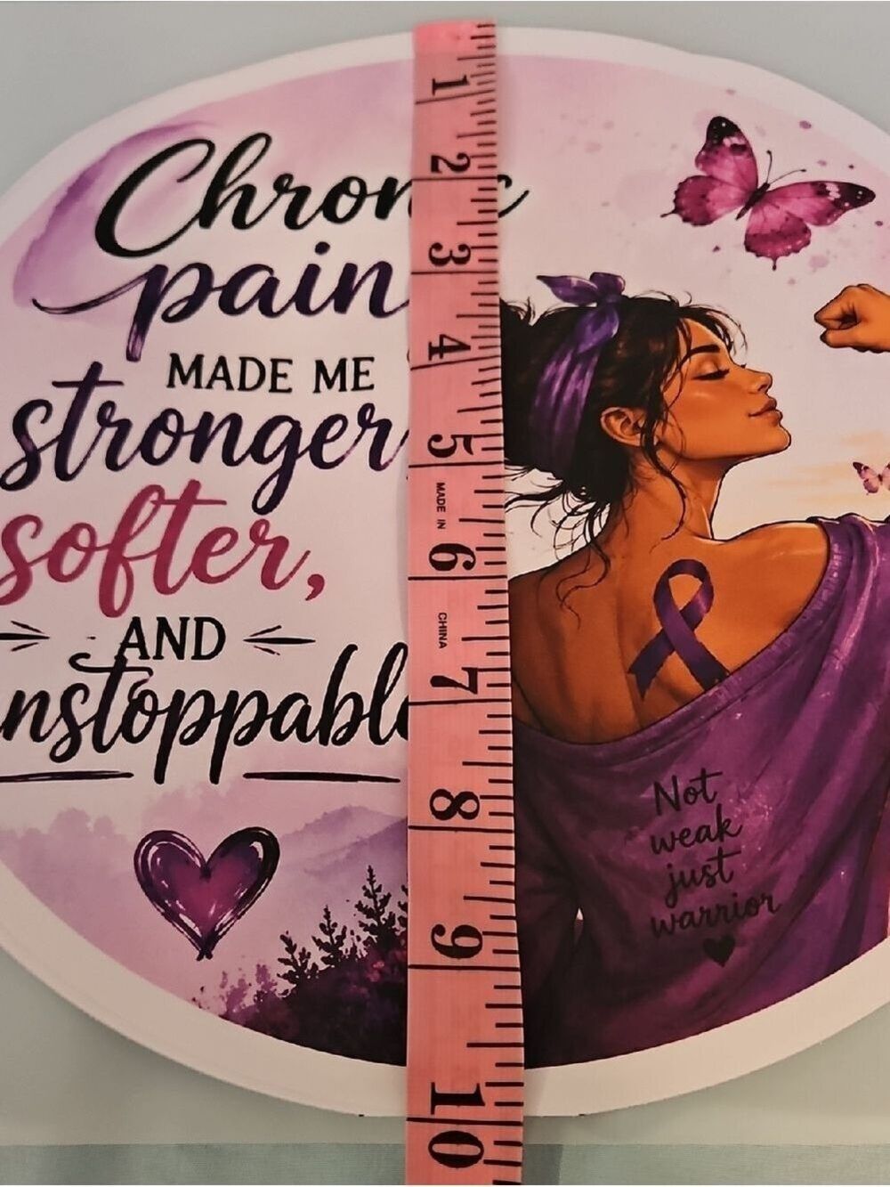 Chronic Pain Warrior DTF Transfer Iron On Applique Purple Butterfly Patch 10x10 - Picture 17 of 17